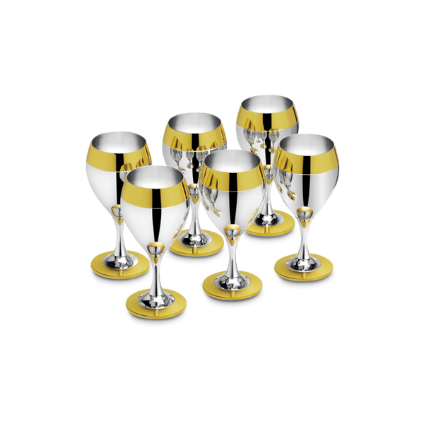 Set 6 pahare de lichior Zepter Prince din inox cu decor placat cu aur
