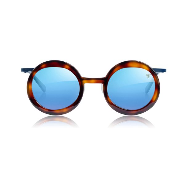 Ochelari de soare de damă Zepter Hyperlight Eyewear Stellar Havana, exterior, lentile oglindă albastre