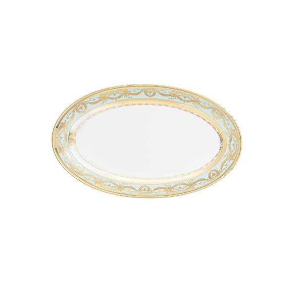 Platou oval Zepter Imperial Gold Celadon 24 cm, porțelan bone china