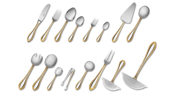 Set de servire Zepter Senator cu decor placat cu aur, 12 piese